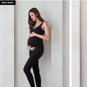 Black Stretchy Maternity Jumpsuit with Minimalist Design